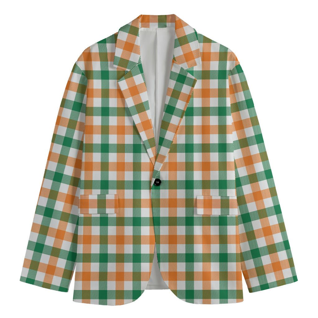Irish Plaid St. Patrick's Day Print Men's Cotton Blazer