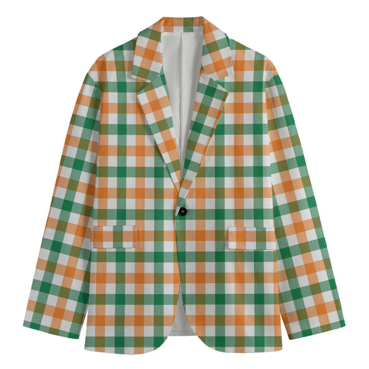 Irish Plaid St. Patrick's Day Print Men's Cotton Blazer