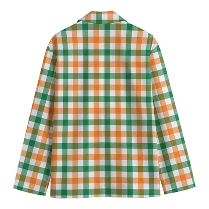 Irish Plaid St. Patrick's Day Print Men's Cotton Blazer