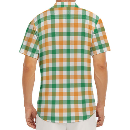 Irish Plaid St. Patrick's Day Print Men's Deep V-Neck Shirt