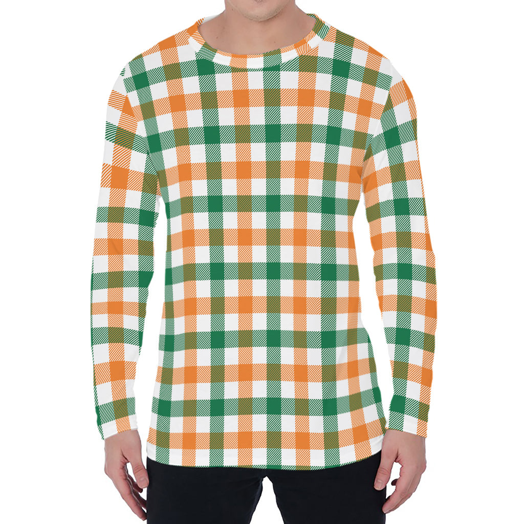 Irish Plaid St. Patrick's Day Print Men's Long Sleeve T-Shirt