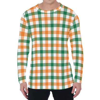 Irish Plaid St. Patrick's Day Print Men's Long Sleeve T-Shirt