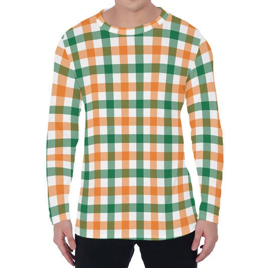 Irish Plaid St. Patrick's Day Print Men's Long Sleeve T-Shirt