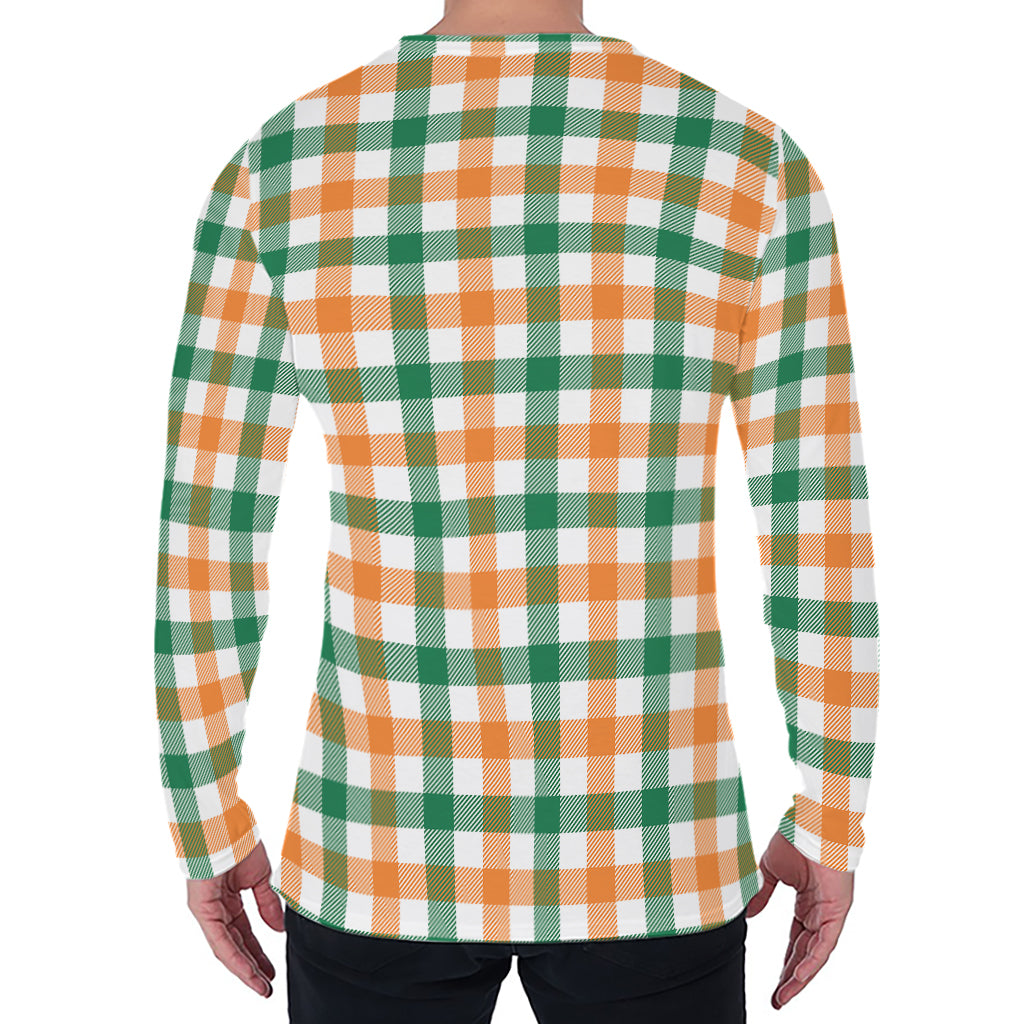 Irish Plaid St. Patrick's Day Print Men's Long Sleeve T-Shirt