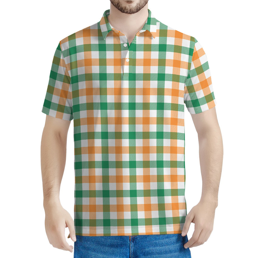 Irish Plaid St. Patrick's Day Print Men's Polo Shirt