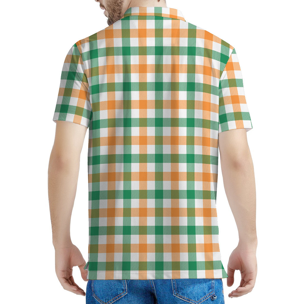 Irish Plaid St. Patrick's Day Print Men's Polo Shirt