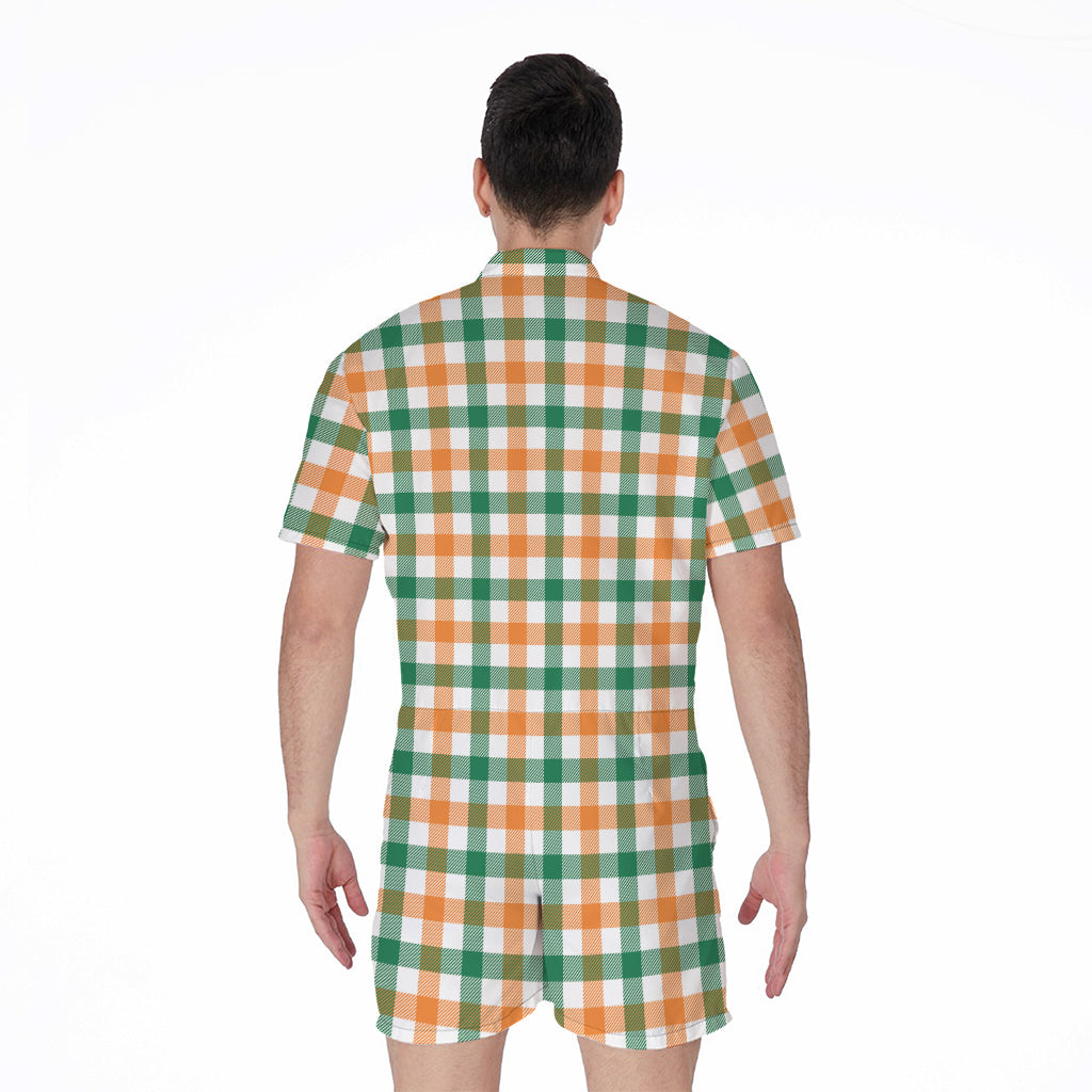 Irish Plaid St. Patrick's Day Print Men's Rompers