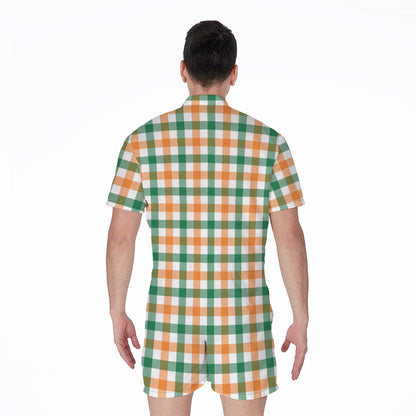 Irish Plaid St. Patrick's Day Print Men's Rompers