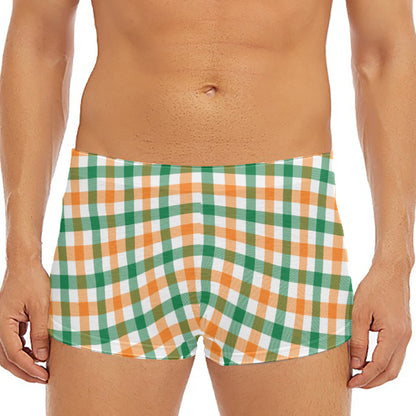 Irish Plaid St. Patrick's Day Print Men's Short Boxer Briefs