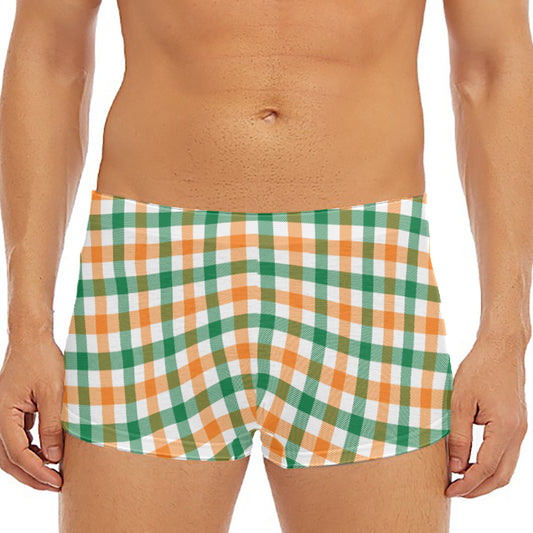 Irish Plaid St. Patrick's Day Print Men's Short Boxer Briefs