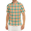 Irish Plaid St. Patrick's Day Print Men's Short Sleeve Rash Guard