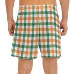Irish Plaid St. Patrick's Day Print Men's Split Running Shorts