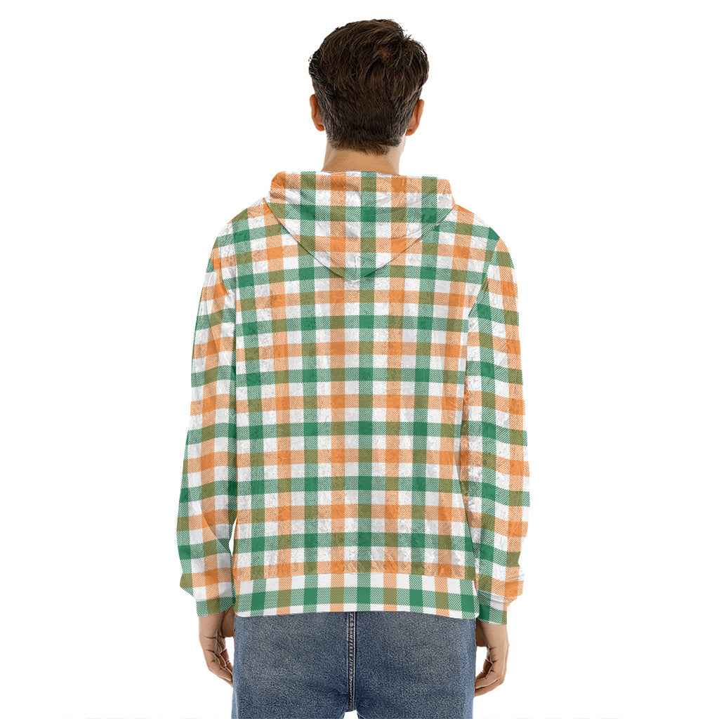 Irish Plaid St. Patrick's Day Print Men's Velvet Pullover Hoodie