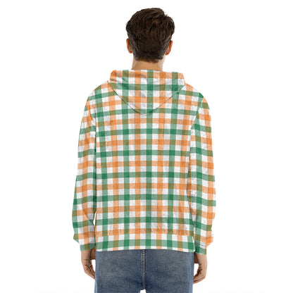 Irish Plaid St. Patrick's Day Print Men's Velvet Pullover Hoodie