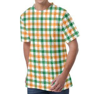 Irish Plaid St. Patrick's Day Print Men's Velvet T-Shirt