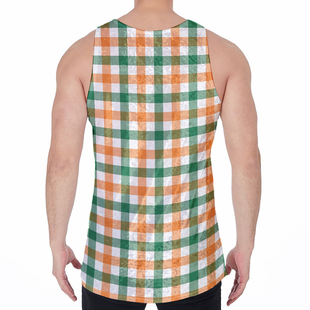 Irish Plaid St. Patrick's Day Print Men's Velvet Tank Top