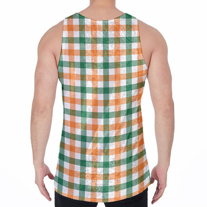 Irish Plaid St. Patrick's Day Print Men's Velvet Tank Top
