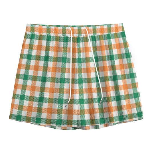 Irish Plaid St. Patrick's Day Print Mesh Shorts