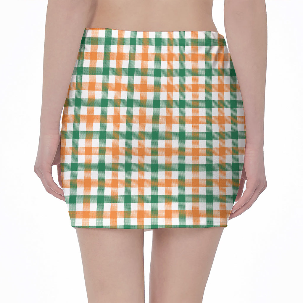 Irish Plaid St. Patrick's Day Print Pencil Mini Skirt