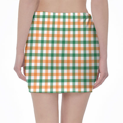 Irish Plaid St. Patrick's Day Print Pencil Mini Skirt