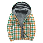 Irish Plaid St. Patrick's Day Print Sherpa Lined Zip Up Hoodie