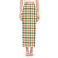 Irish Plaid St. Patrick's Day Print Side Slit Maxi Skirt