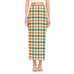 Irish Plaid St. Patrick's Day Print Side Slit Maxi Skirt