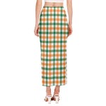 Irish Plaid St. Patrick's Day Print Side Slit Maxi Skirt