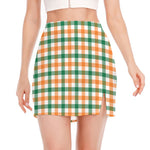 Irish Plaid St. Patrick's Day Print Side Slit Mini Skirt