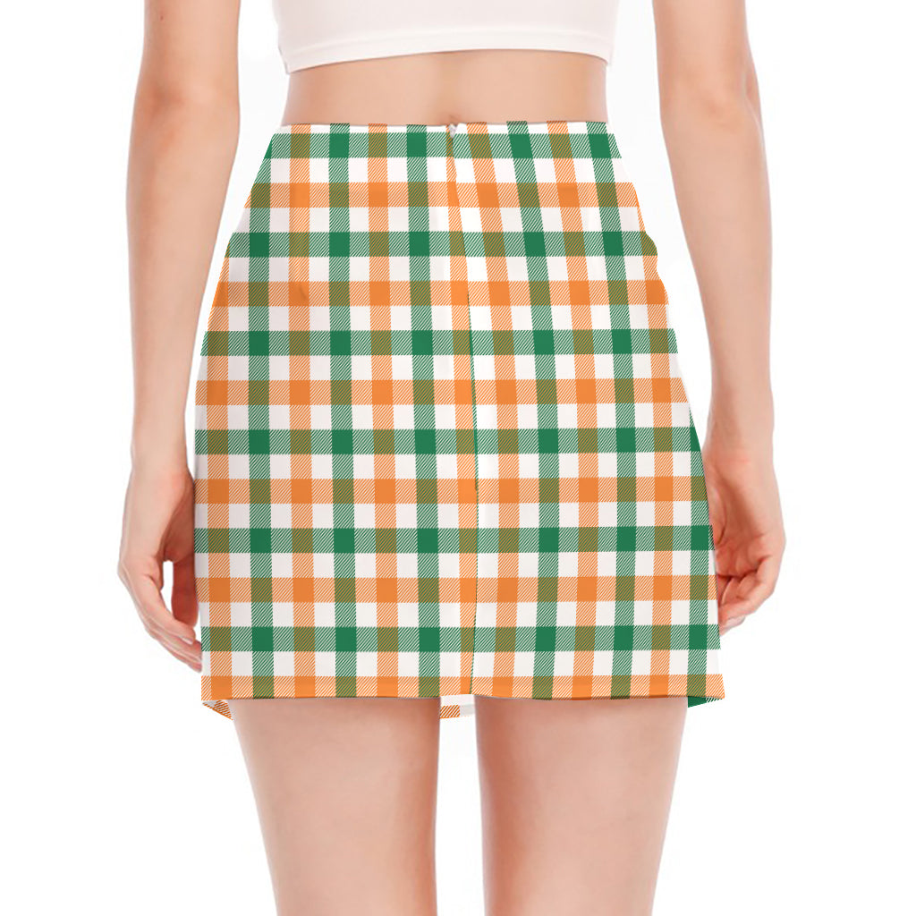 Irish Plaid St. Patrick's Day Print Side Slit Mini Skirt