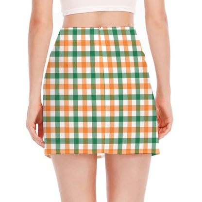 Irish Plaid St. Patrick's Day Print Side Slit Mini Skirt