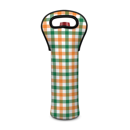 Irish Plaid St. Patrick's Day Print Single Neoprene Wine Tote