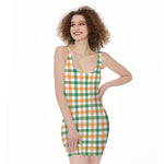 Irish Plaid St. Patrick's Day Print Sleeveless Bodycon Dress