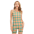 Irish Plaid St. Patrick's Day Print Sleeveless One Piece Swimsuit