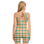 Irish Plaid St. Patrick's Day Print Sleeveless One Piece Swimsuit