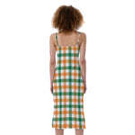 Irish Plaid St. Patrick's Day Print Slim Fit Midi Cami Dress
