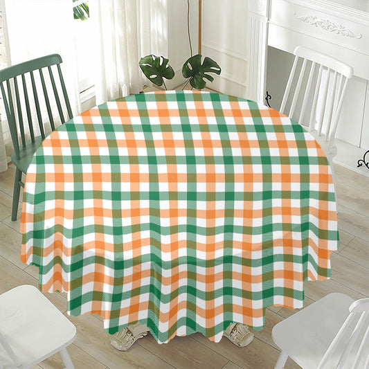 Irish Plaid St. Patrick's Day Print Waterproof Round Tablecloth