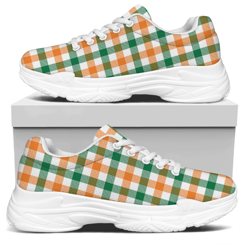 Irish Plaid St. Patrick's Day Print White Chunky Shoes