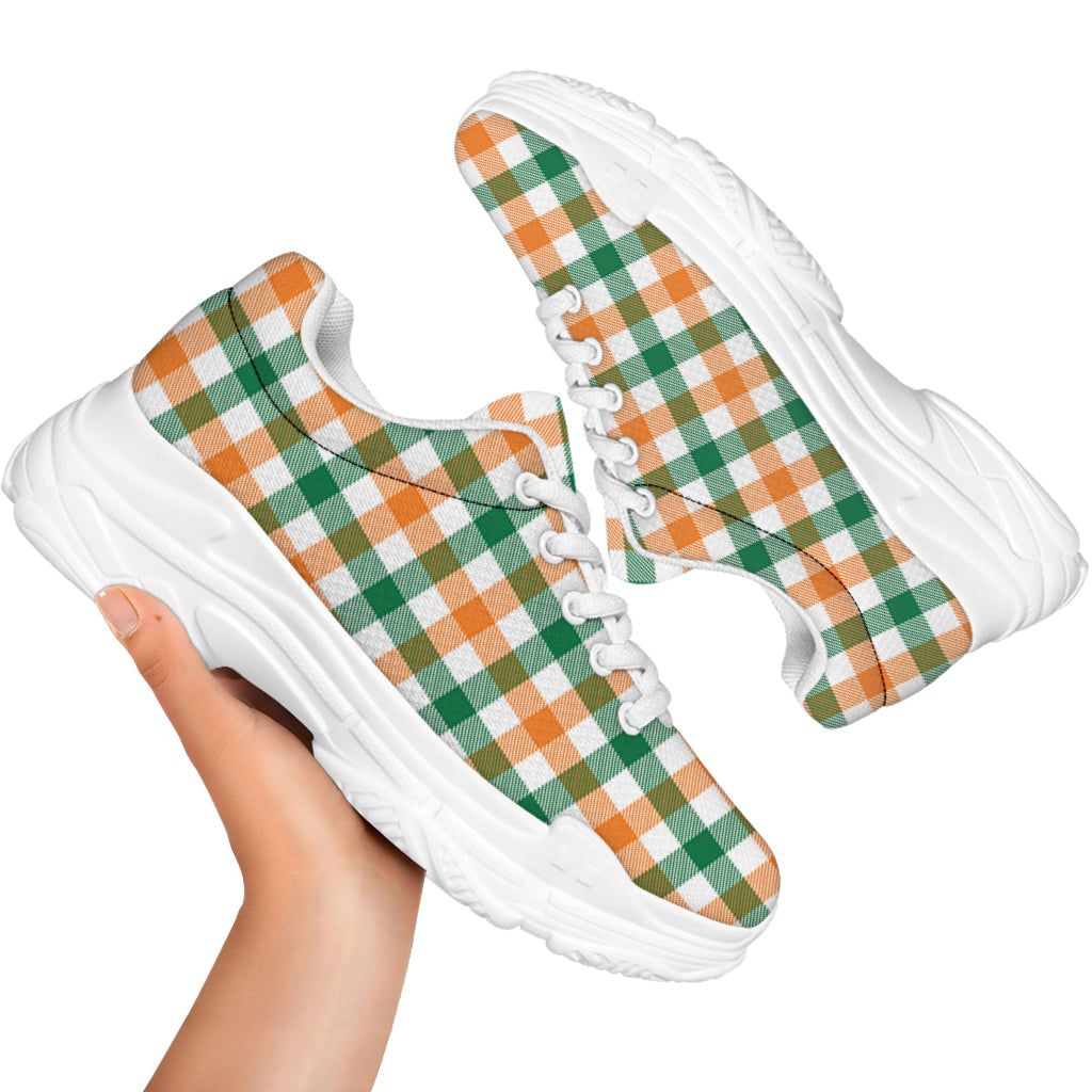 Irish Plaid St. Patrick's Day Print White Chunky Shoes