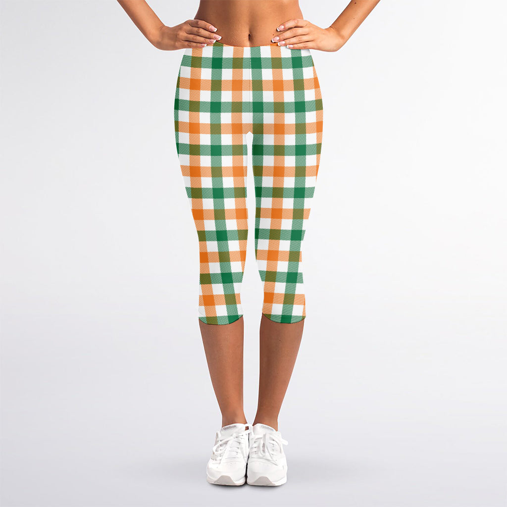 Irish Plaid St. Patrick's Day Print Women's Capri Leggings