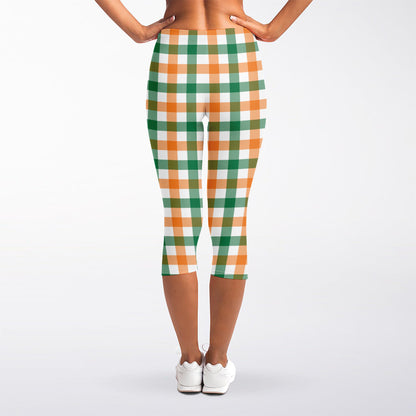 Irish Plaid St. Patrick's Day Print Women's Capri Leggings