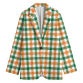 Irish Plaid St. Patrick's Day Print Women's Cotton Blazer