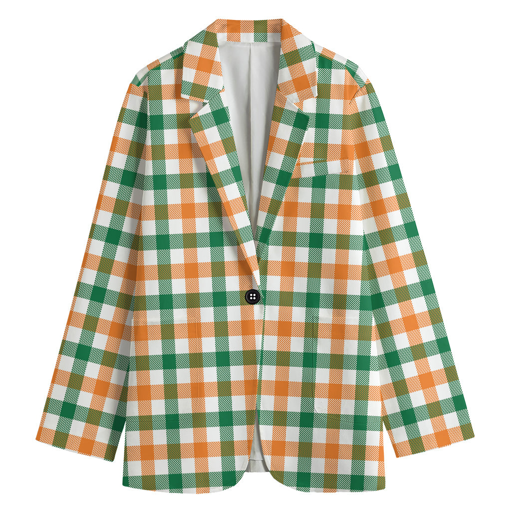 Irish Plaid St. Patrick's Day Print Women's Cotton Blazer