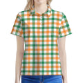 Irish Plaid St. Patrick's Day Print Women's Polo Shirt