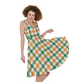 Irish Plaid St. Patrick's Day Print Sleeveless Knee Length Dress