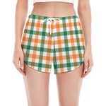 Irish Plaid St. Patrick's Day Print Women's Split Running Shorts