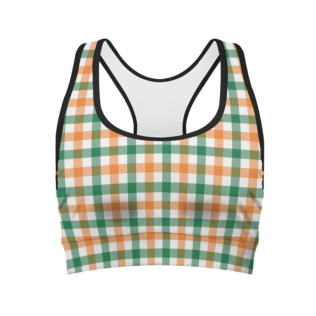 Irish Plaid St. Patrick's Day Print Women's Sports Bra