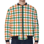 Irish Plaid St. Patrick's Day Print Zip Sleeve Bomber Jacket