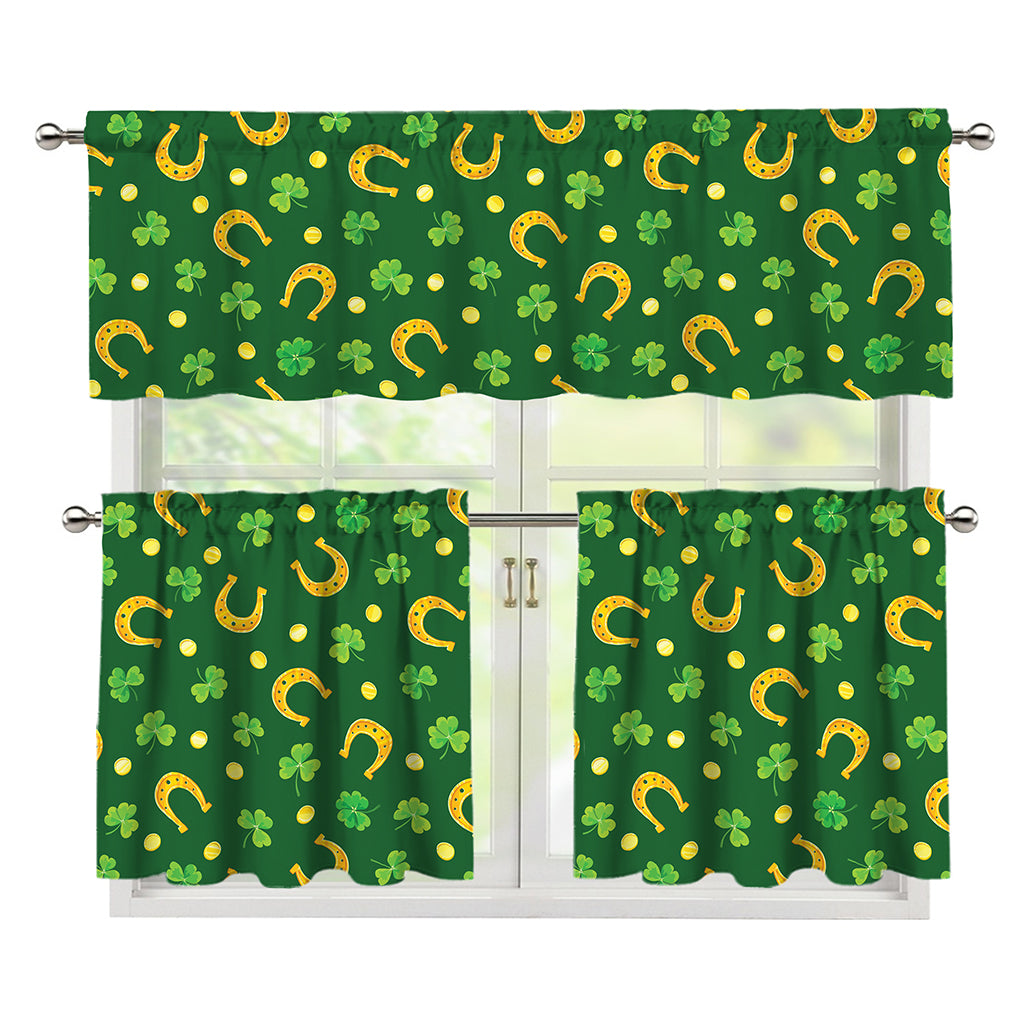 Irish Saint Patrick's Day Pattern Print 3 Piece Kitchen Curtains