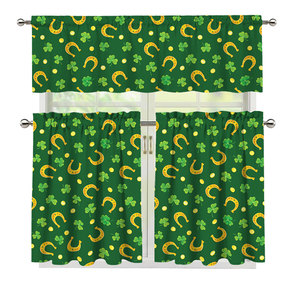 Irish Saint Patrick's Day Pattern Print 3 Piece Kitchen Curtains